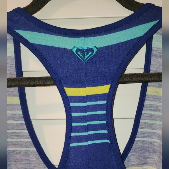 Roxy Dana Blue Racerback Striped Maxi Dress Size Small - Picture 6 of 9